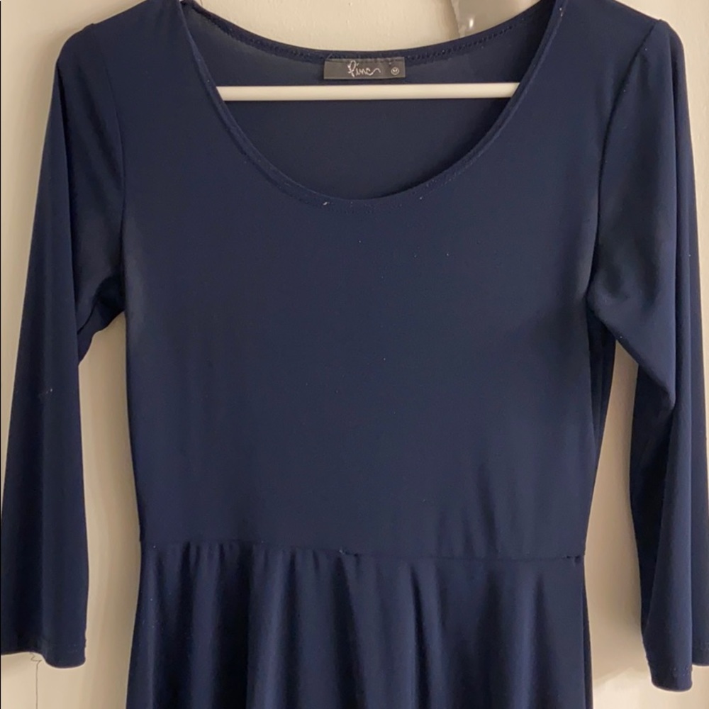 navy skater scoop neck dress